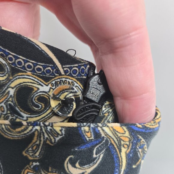 H&M Black Gold Paisley Palazzo Side Zipper Wide Leg Pants Size 0 - Picture 7 of 11